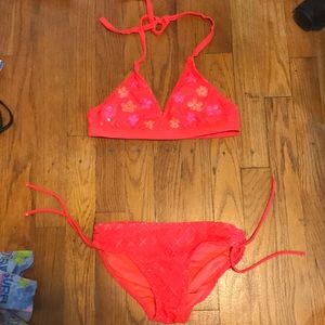 Peach Flower Neon bikini